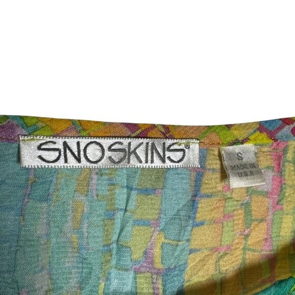 Snoskins Multicolor Mosaic Print Roll Tab Sleeve Womens Top Size S - Picture 4 of 6